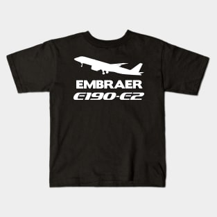 Embraer E190-E2 Silhouette Print (White) Kids T-Shirt